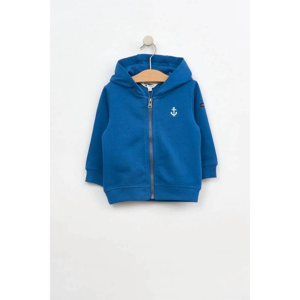 NEW BATELA baby's nautical cotton zip hoodie in blue